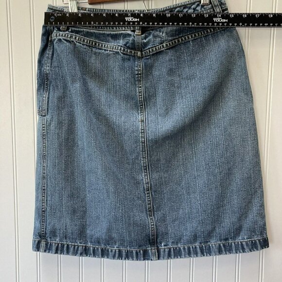Anne Taylor Loft Factory Retro Y2K Medium Wash Front Pockets Denim Skirt Size 4 - Picture 8 of 11